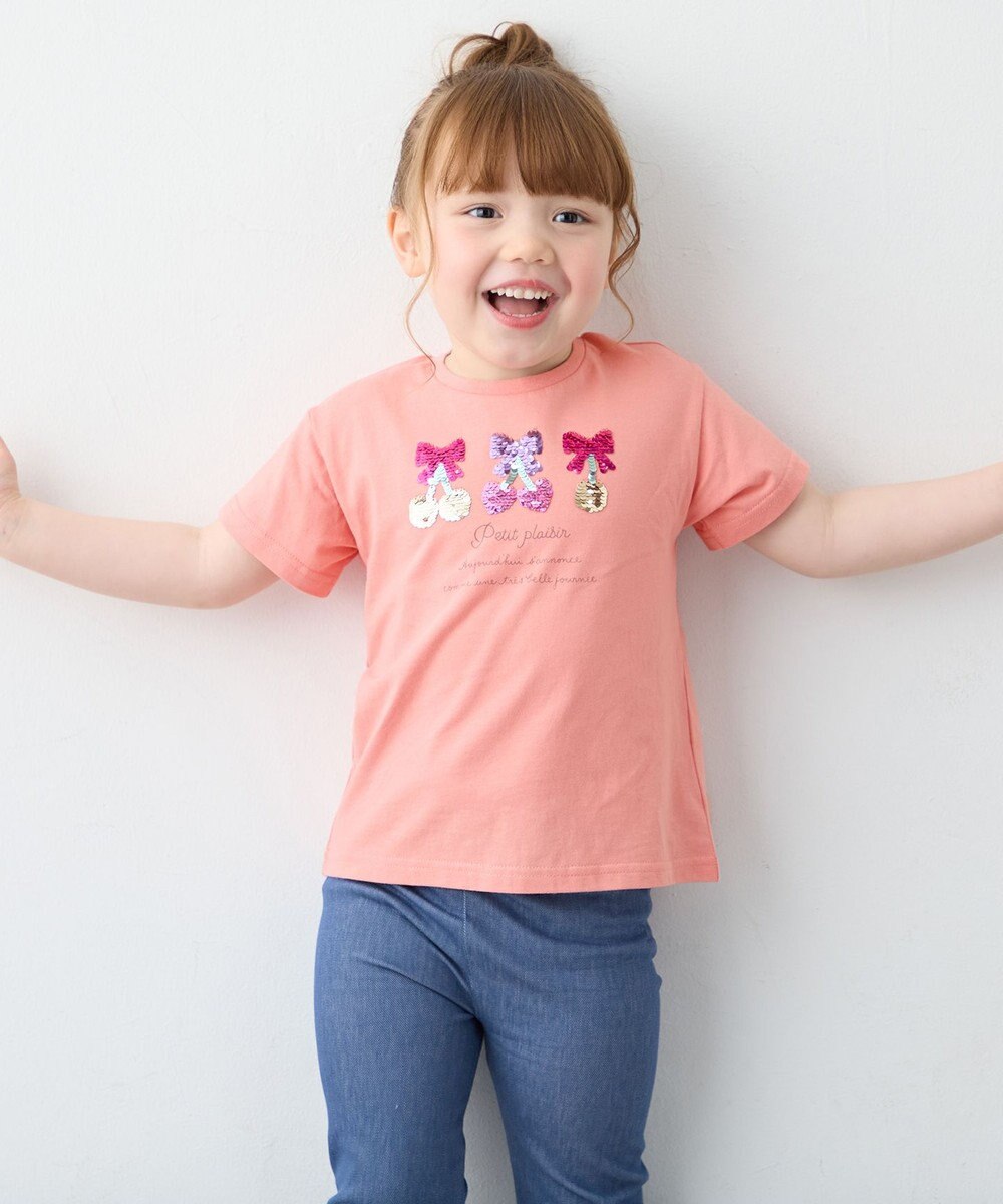 ANY KIDS 【綿100%】ドロップショルダーミラクルスパンコールTシャツ 