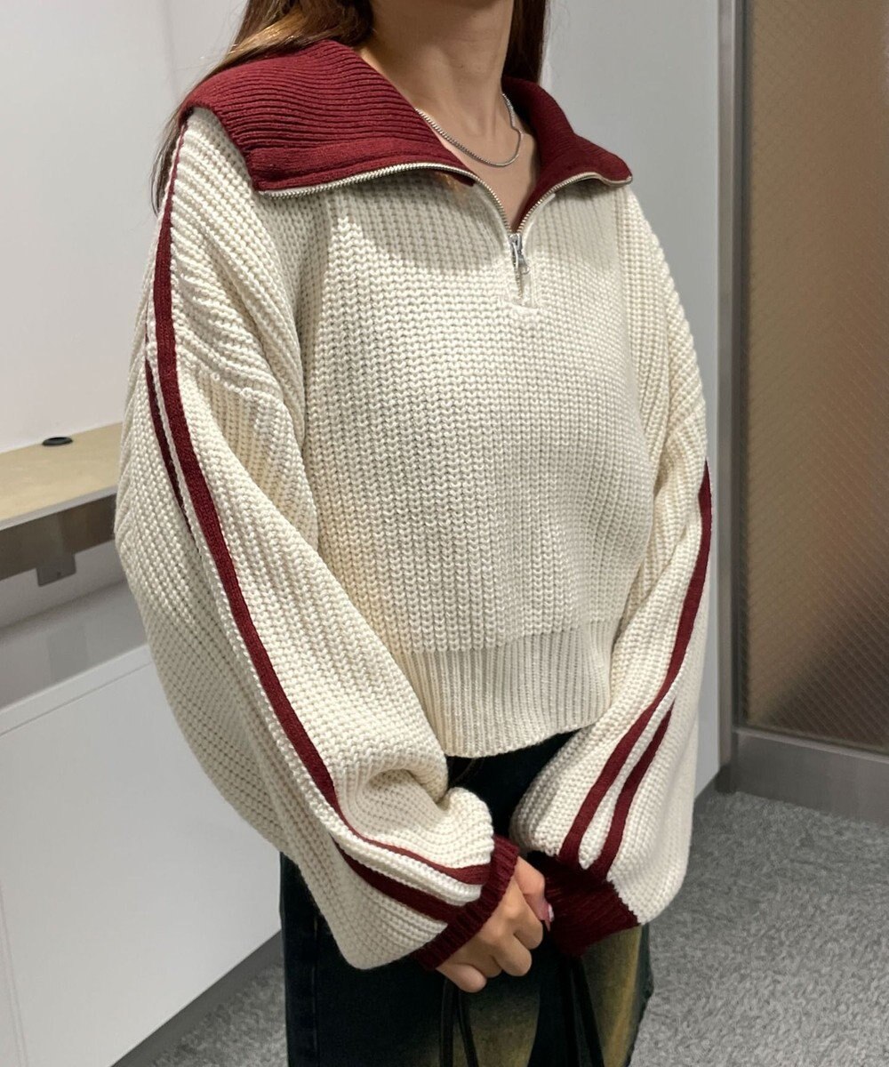 WEGO ハーフジップニットプルオーバー 