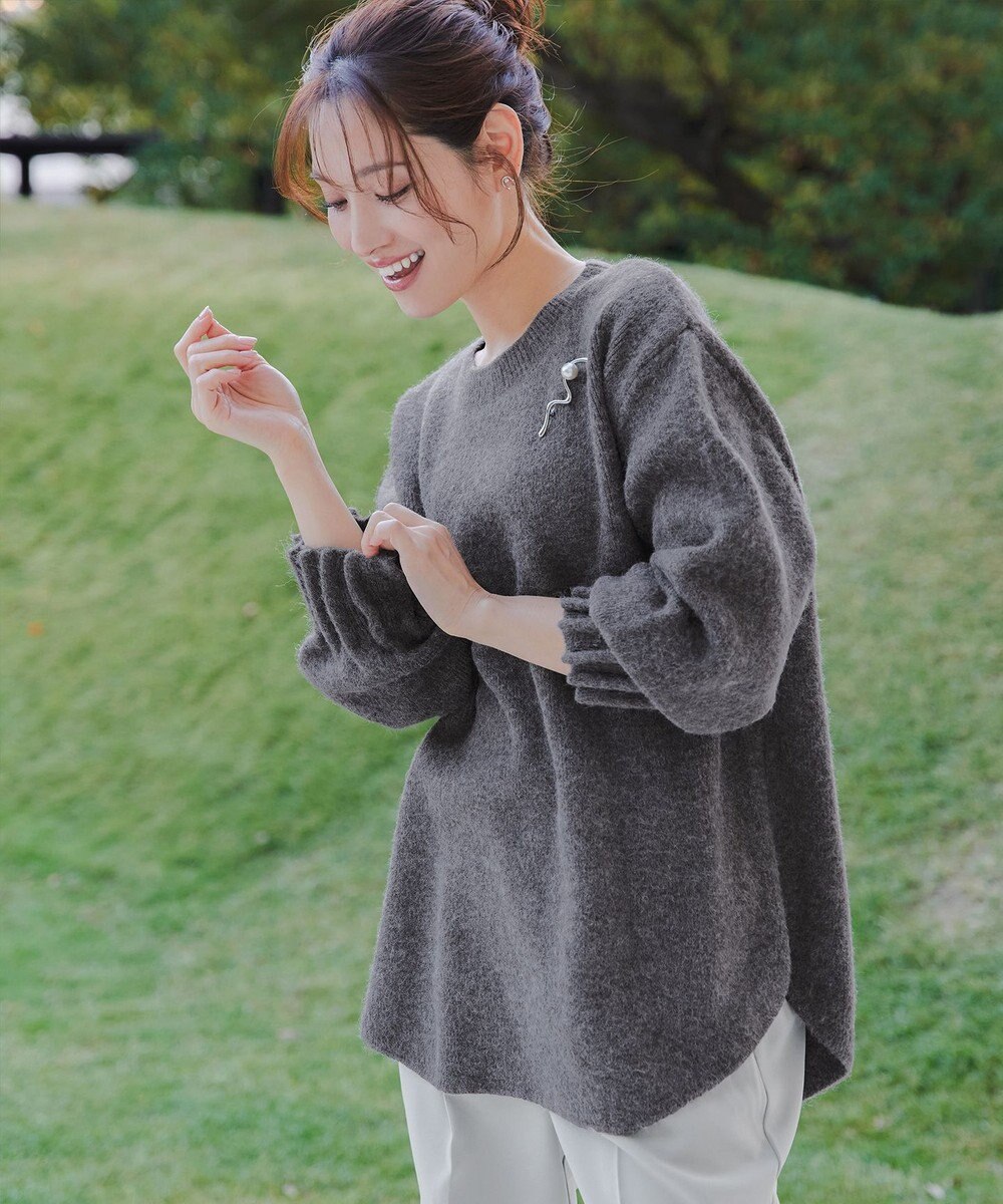 Tiaclasse 袖タックニットプルオーバー 