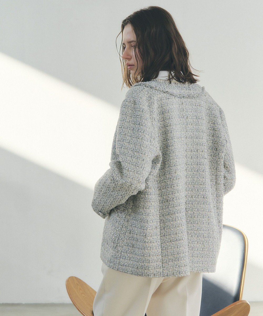 YECCA VECCA ノーカラーツイードジャケット 