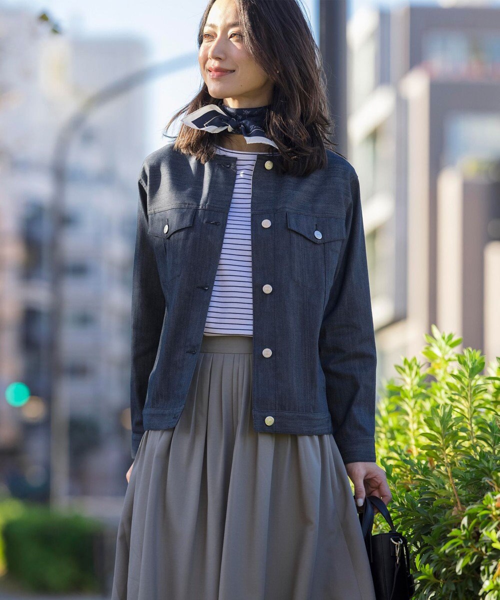 J.PRESS LADIES 【洗える】ソフトブロード ランダムタック スカート 