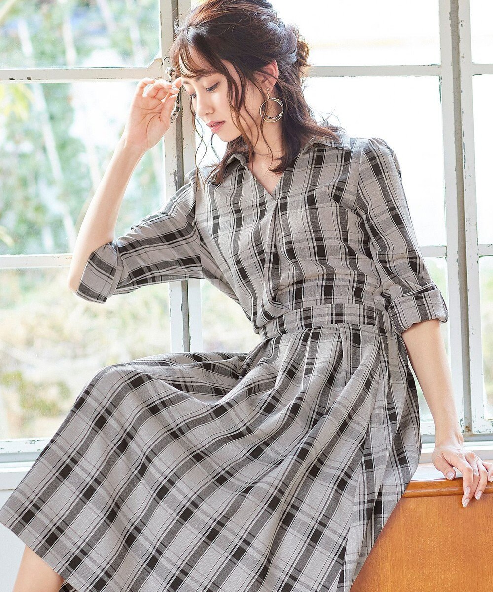 Tiaclasse L 【洗える】小顔効果も期待できるスキッパーシャツワンピース 