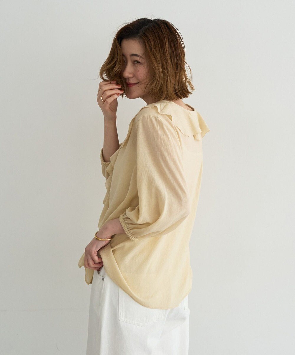 YECCA VECCA ラッフルリボンシアーブラウス 