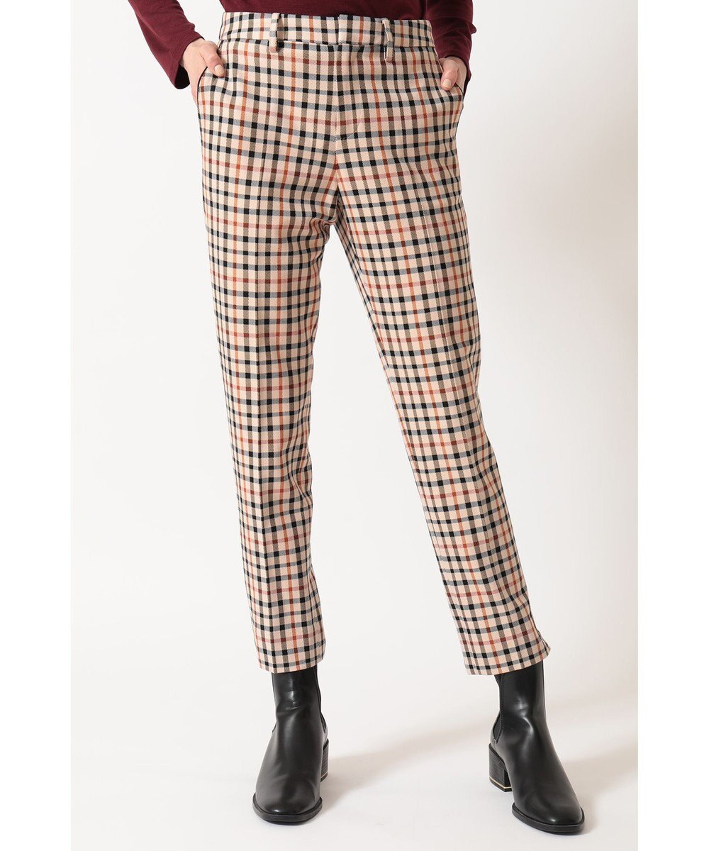 DAKS ツイル ハウスチェック スリムパンツ 