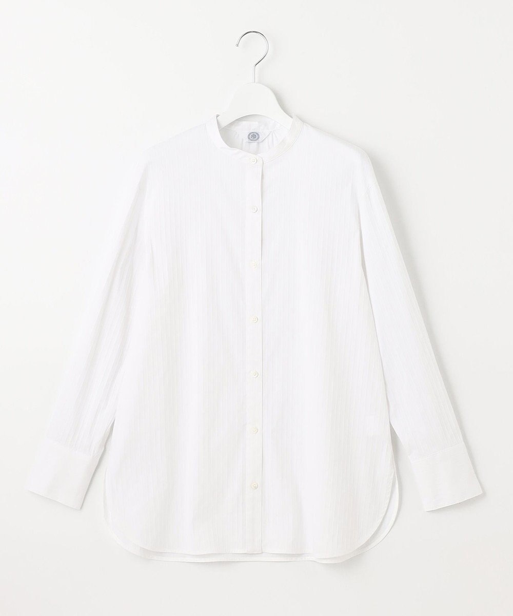 J.PRESS LADIES S 【洗える】ドビーストレッチ バンドカラー ブラウス 