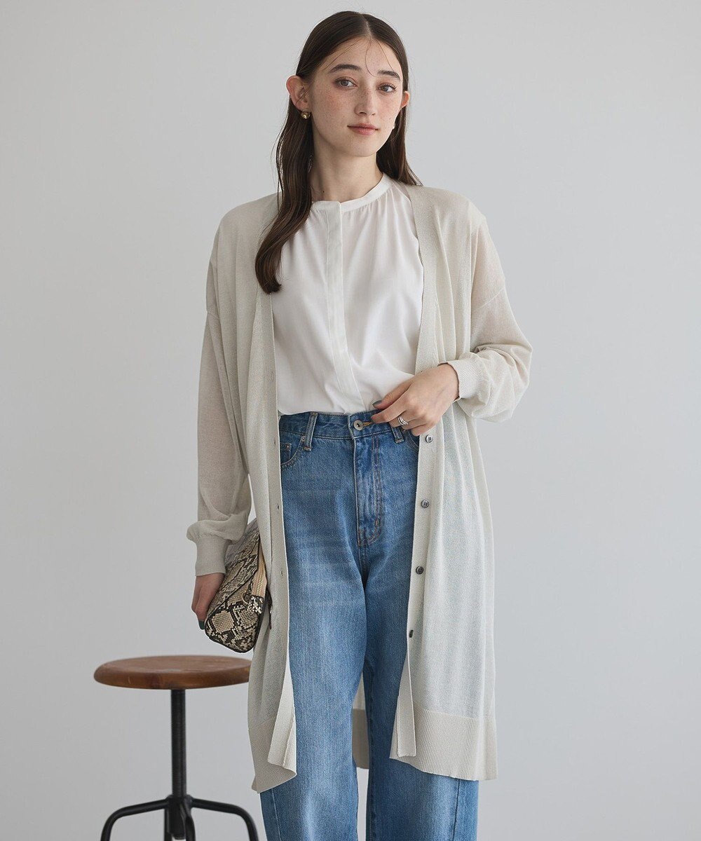 YECCA VECCA シアーニットロング丈カーディガン 