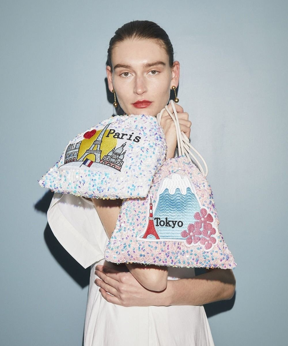 TOPKAPI 【TREASURE TOPKAPI】スパンコール エンブロイダリー刺繍 巾着 バッグ / ポーチ 