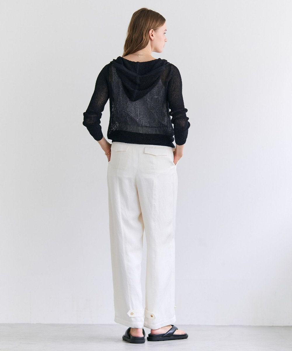 BEIGE， OPTICAL / ペーパーヤーンフーディージップニット 