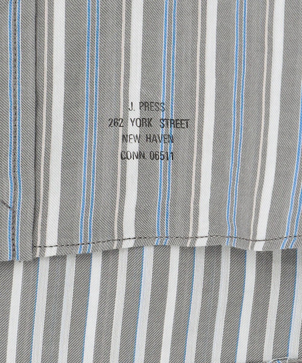 J.PRESS MEN オーガニックコットンダブルチューブマルチストライプシャツ 