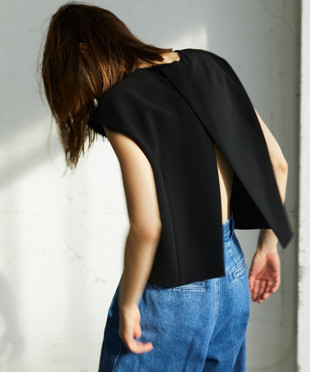 uncrave 【撥水・洗濯機洗い可】プルーフダブルクロス バックオープンブラウス（uncrave WHITE） 