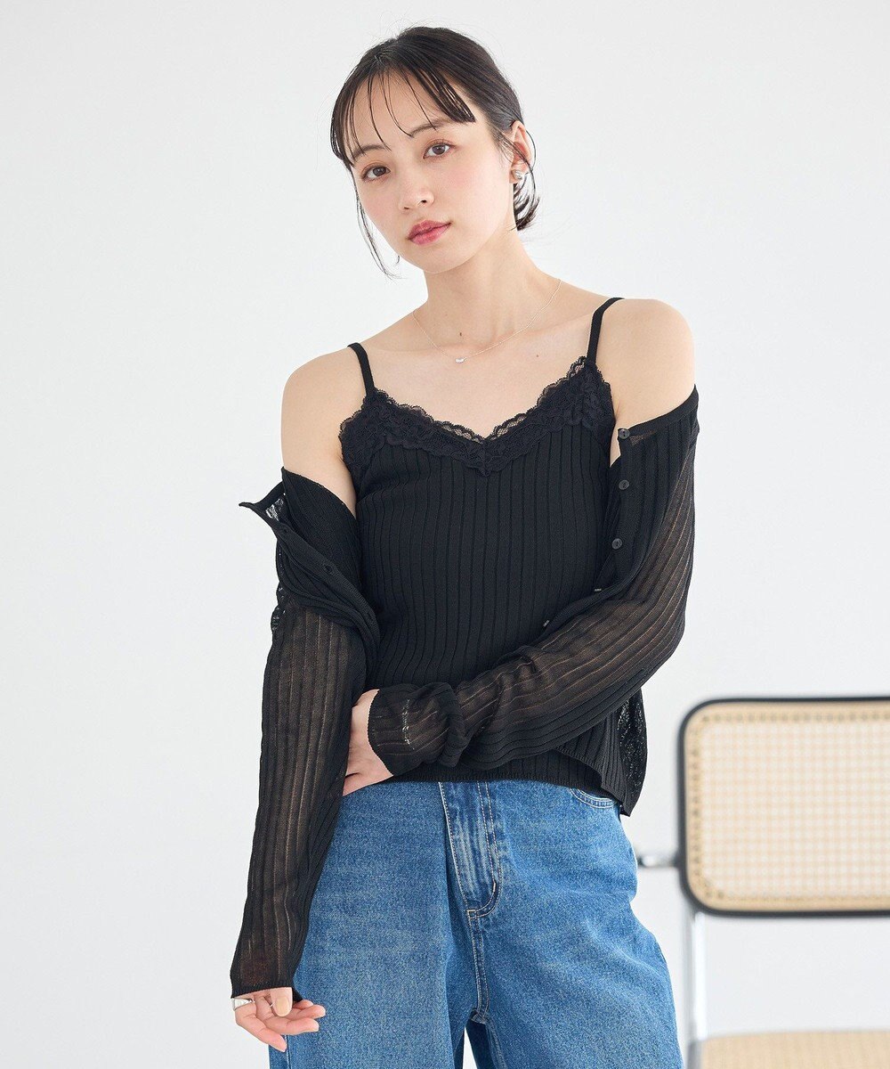 earth music&ecology レースリブキャミソール 