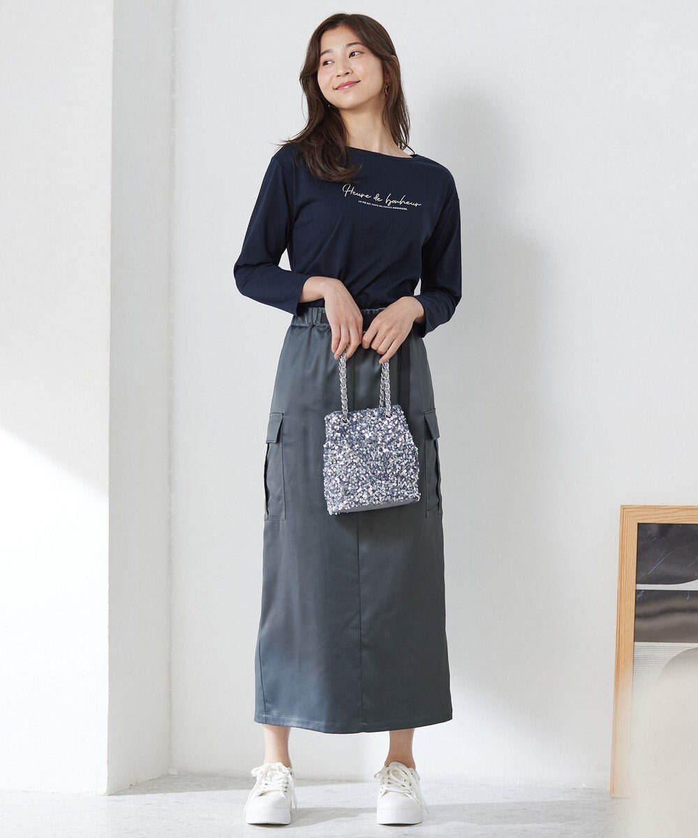 ANY SIS 【WEB・一部店舗限定】サテンカーゴ スカート 