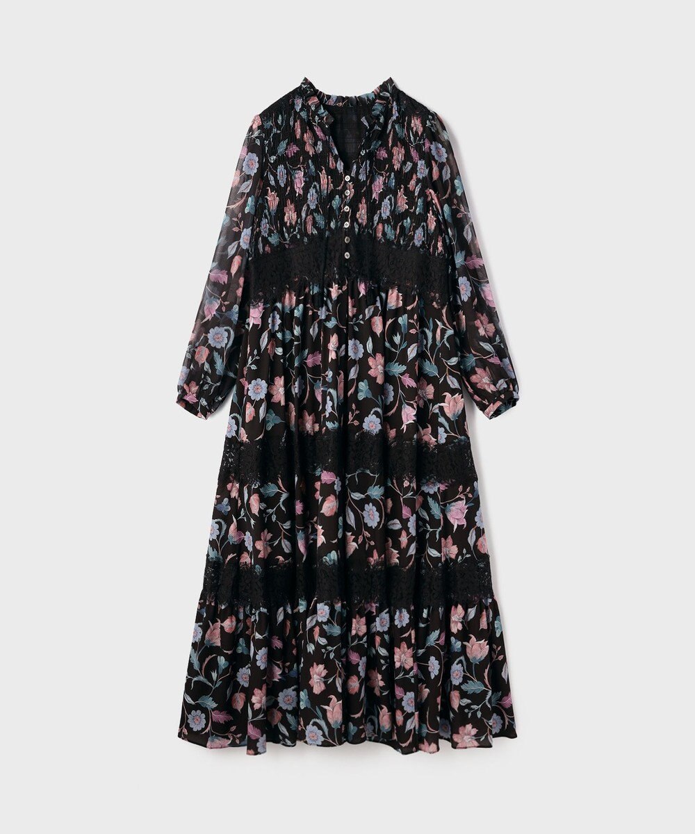 GRACE CONTINENTAL サラサプリントティアードワンピース 