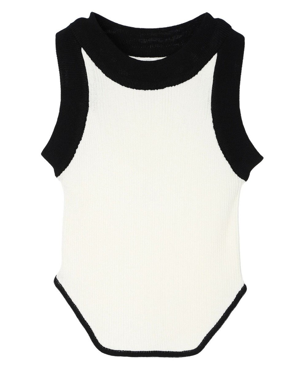 Green Parks デザインヘム配色ニットタンクトップ 