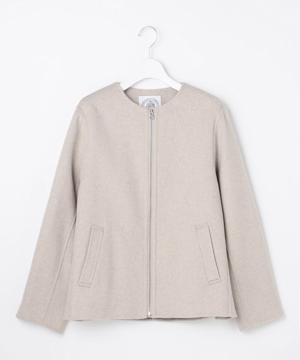 J.PRESS LADIES L ウールナイロンリバー ノーカラー コート 