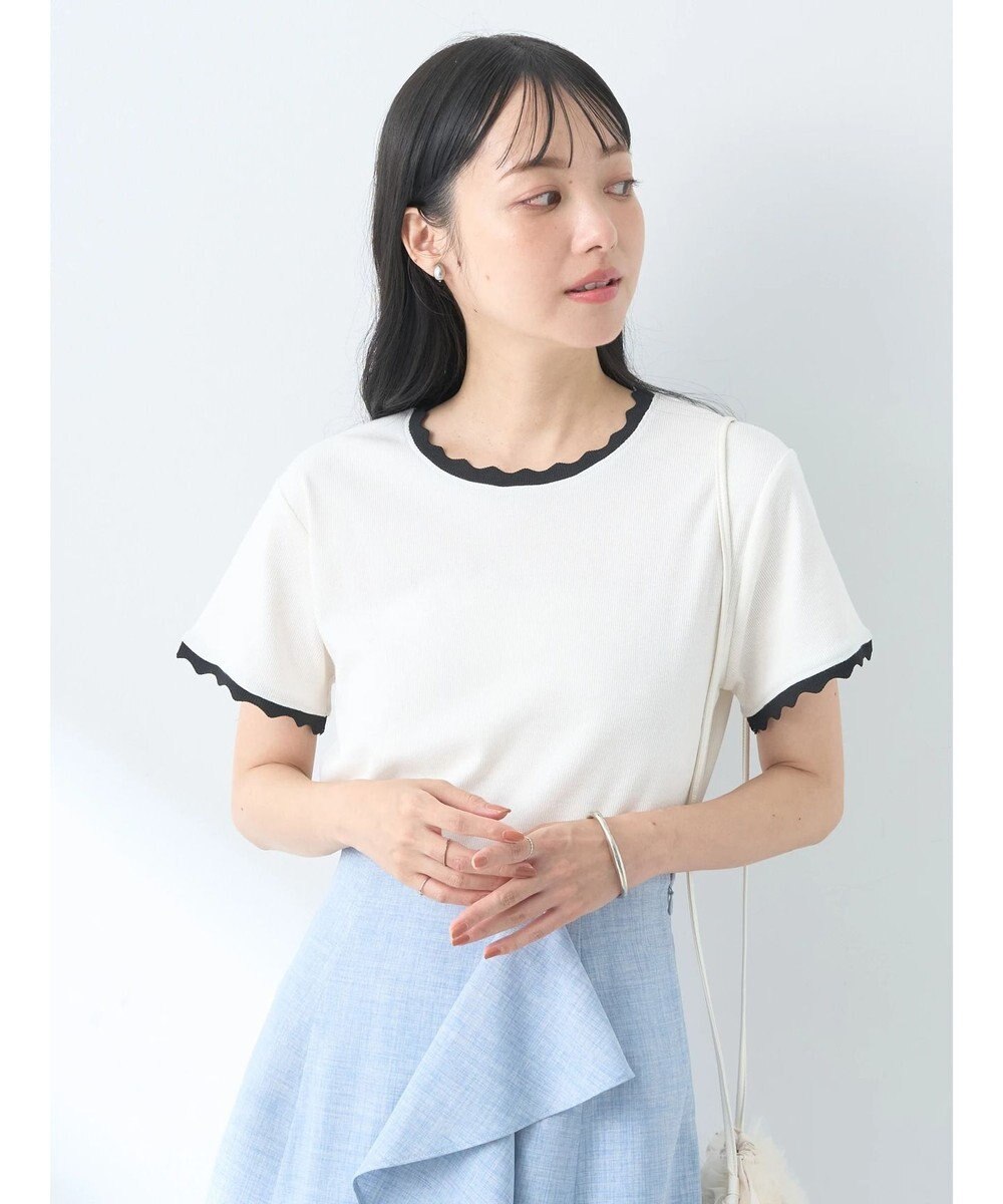 earth music&ecology バイカラースカラッププルオーバー 