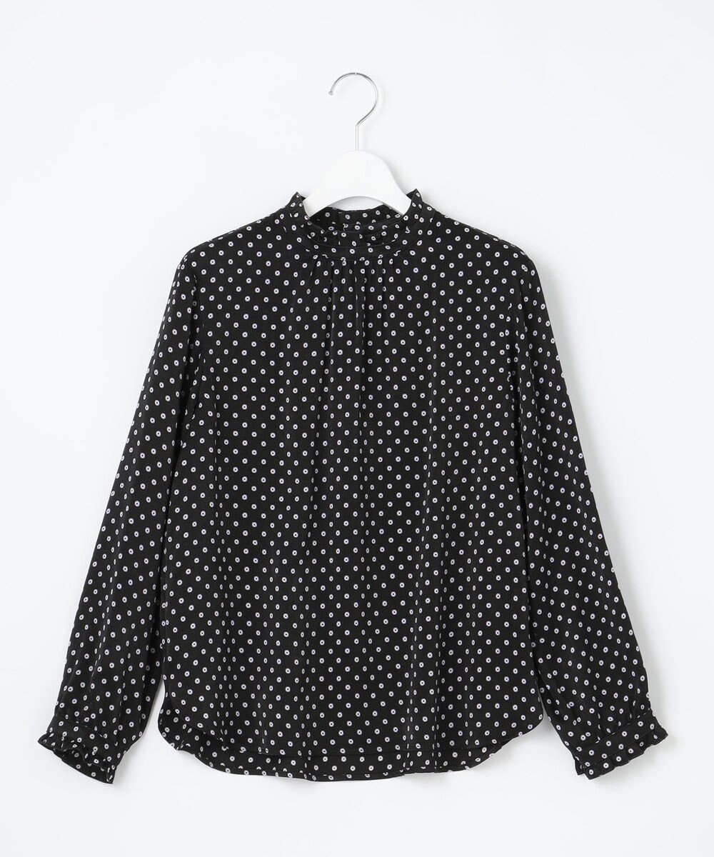 J.PRESS LADIES S 【洗える】ピーチサテン 幾何プリント ブラウス 