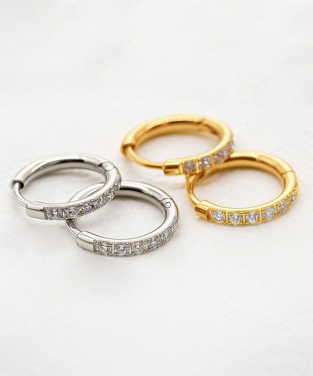 blancotokyo 【金属アレルギー対応】ジルコニアフープピアス CLARA 