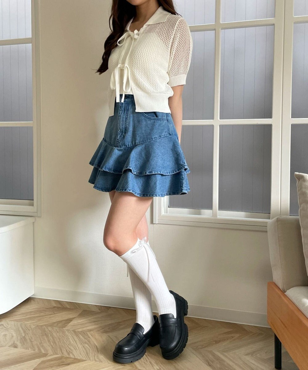WEGO デニムフリルミニスカート 