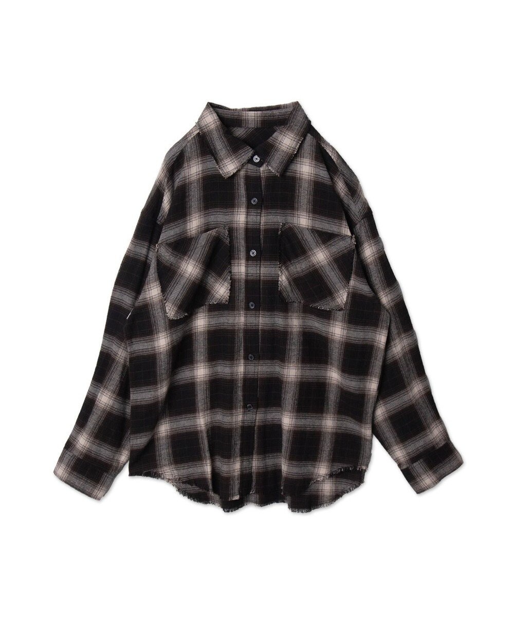 WEGO フリンジチェックBIGネルシャツ 