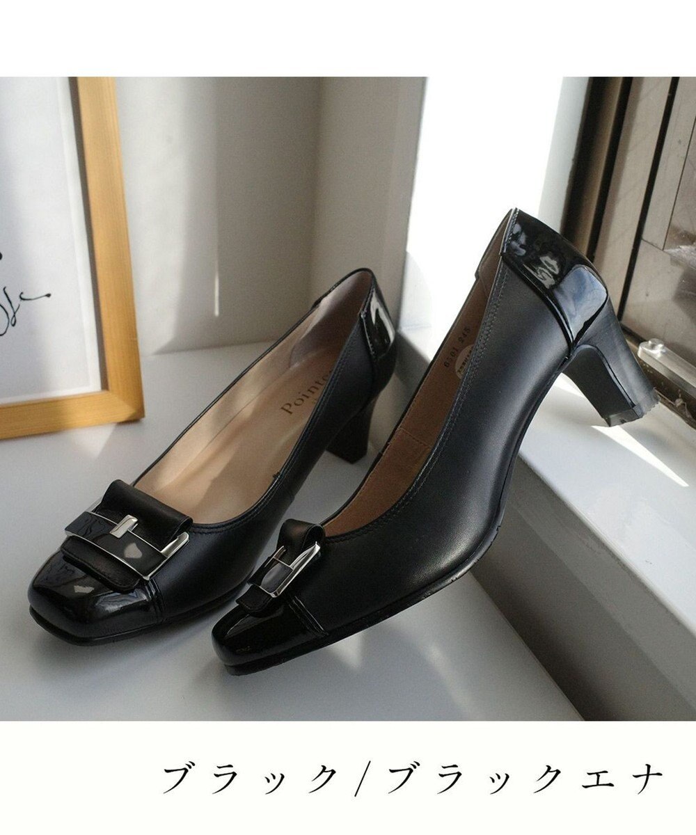 Pointer 日本製 本革スクエアトゥパンプス 