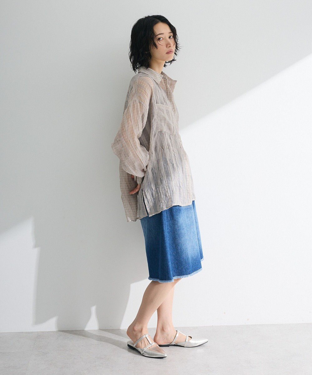 Green Parks シアーワッシャーロングスリーブシャツ 