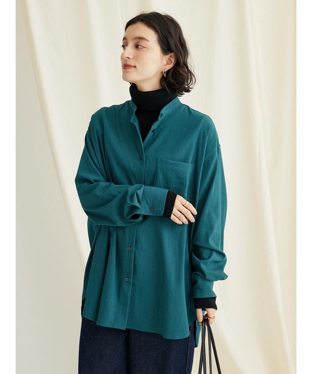 CRAFT STANDARD BOUTIQUE レーヨンデシンバンドカラーシャツ 