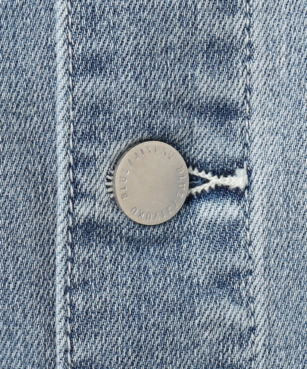 自由区 L 【ご好評につき追加生産・洗える】USUKARU DENIM ノーカラージャケット 