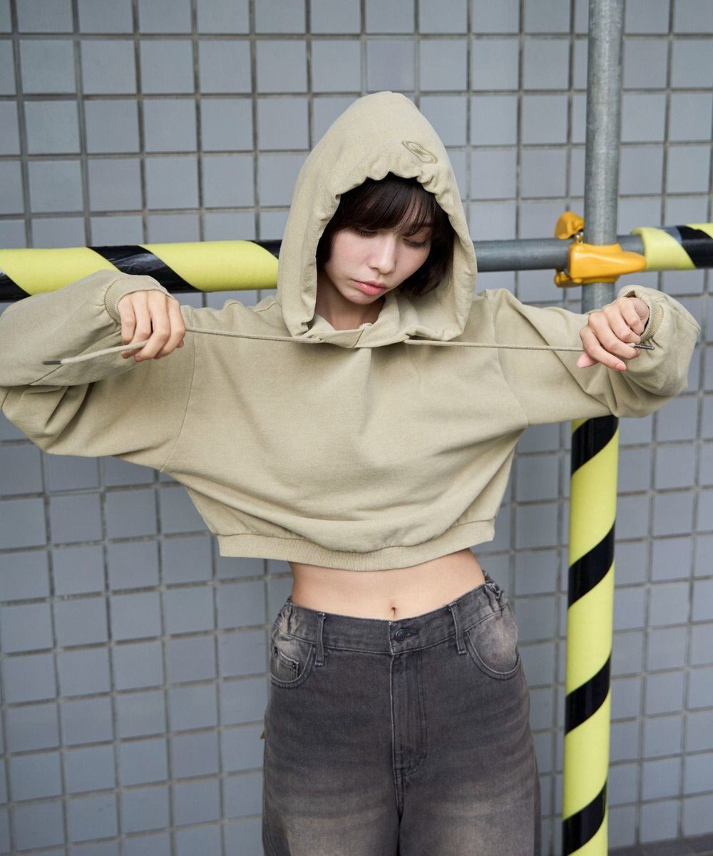 WEGO ピグメントショートグラフィックプルパーカー 