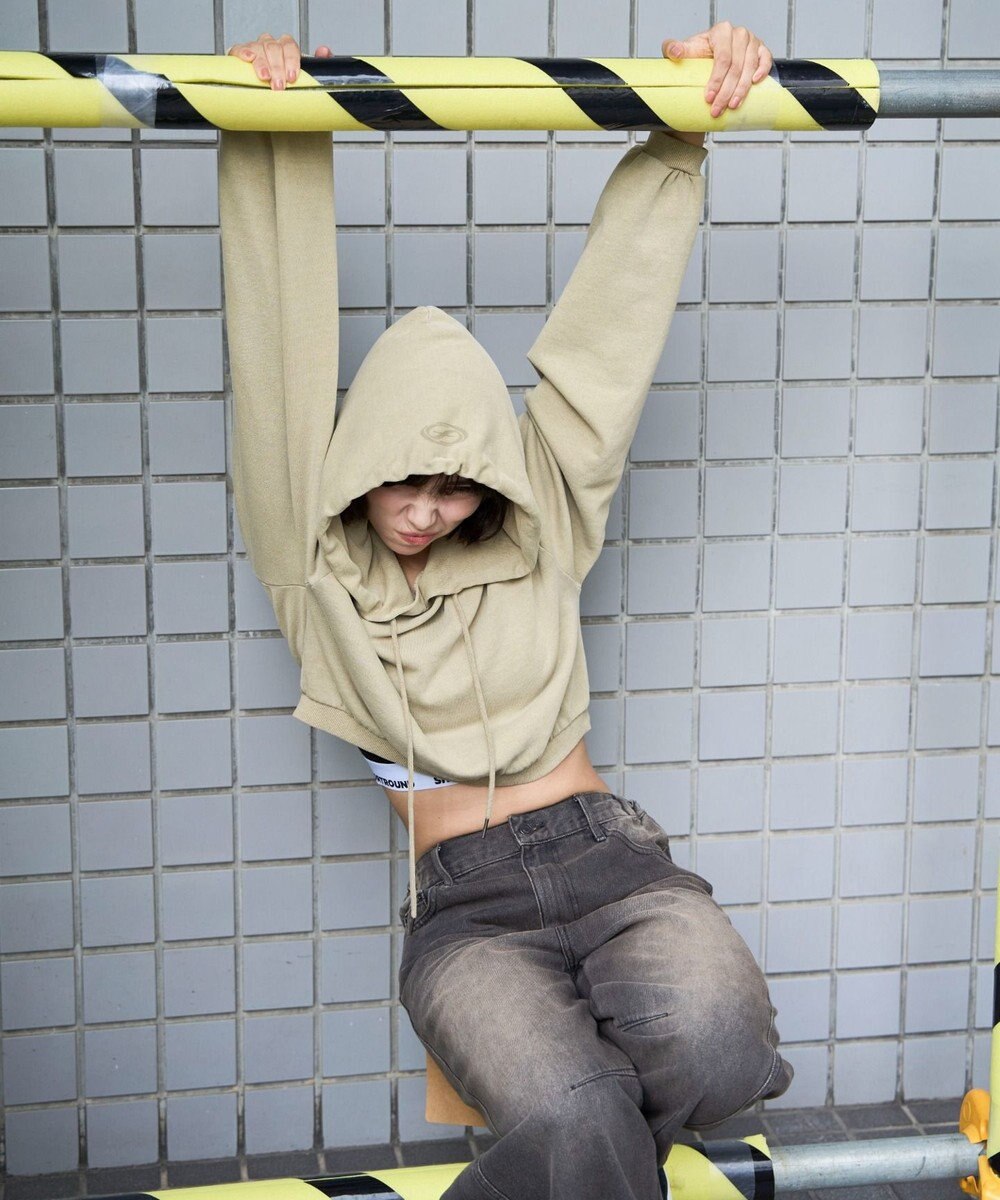 WEGO ピグメントショートグラフィックプルパーカー 