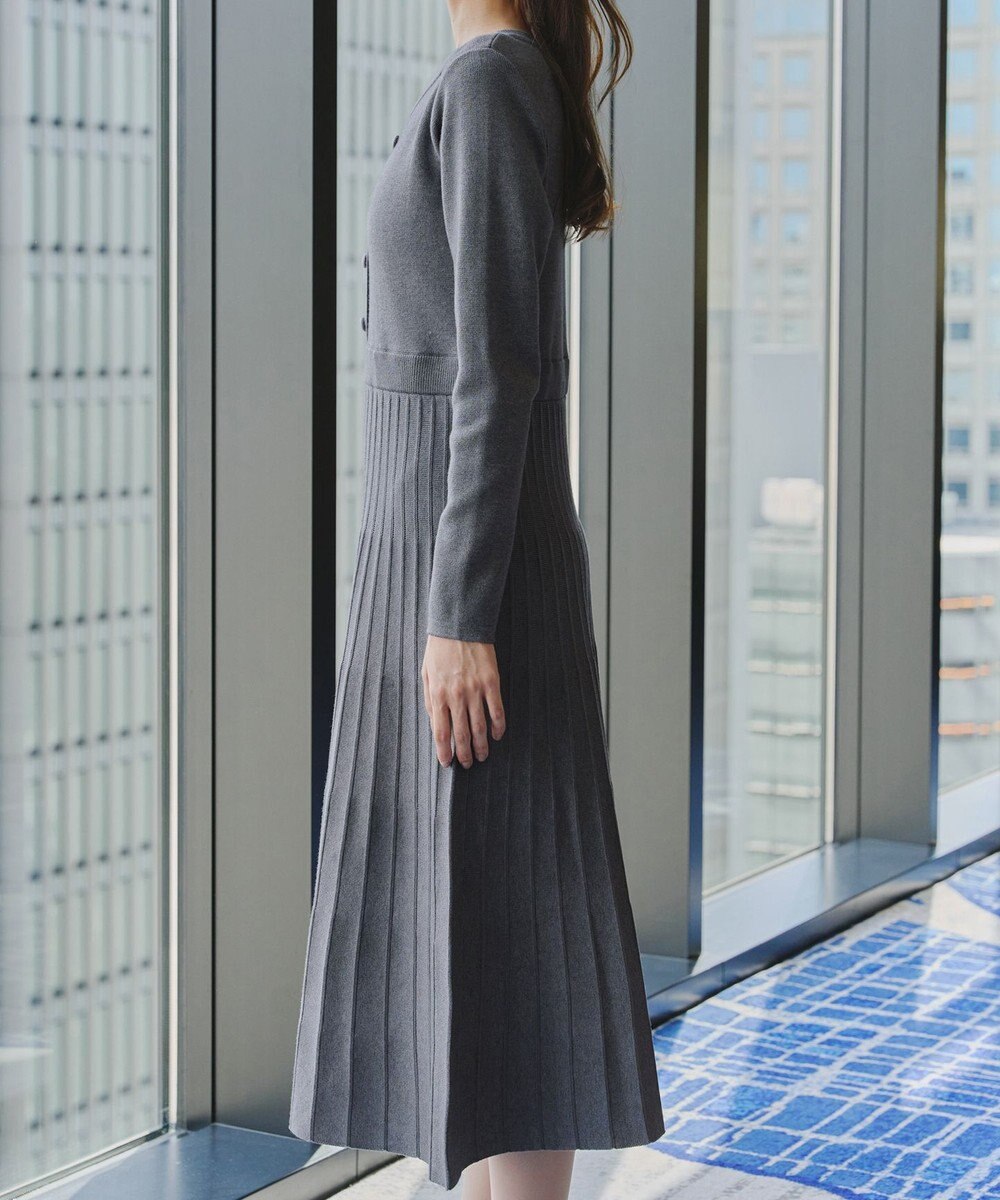 Tiaclasse 【洗える】くるみ釦ニットワンピース 