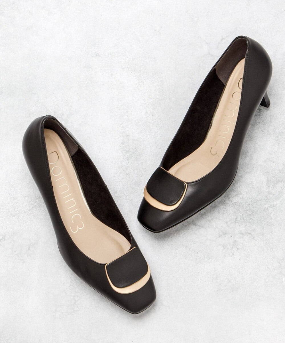 Dominic3 スクエアモチーフ レザーパンプス 