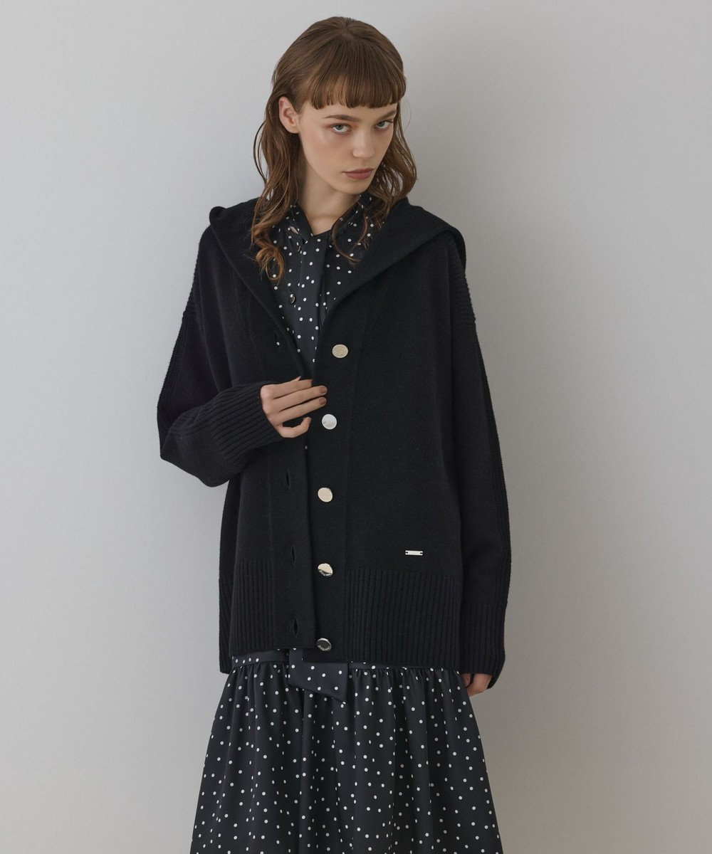 GRACE CONTINENTAL ウールフードニットカーディガン 
