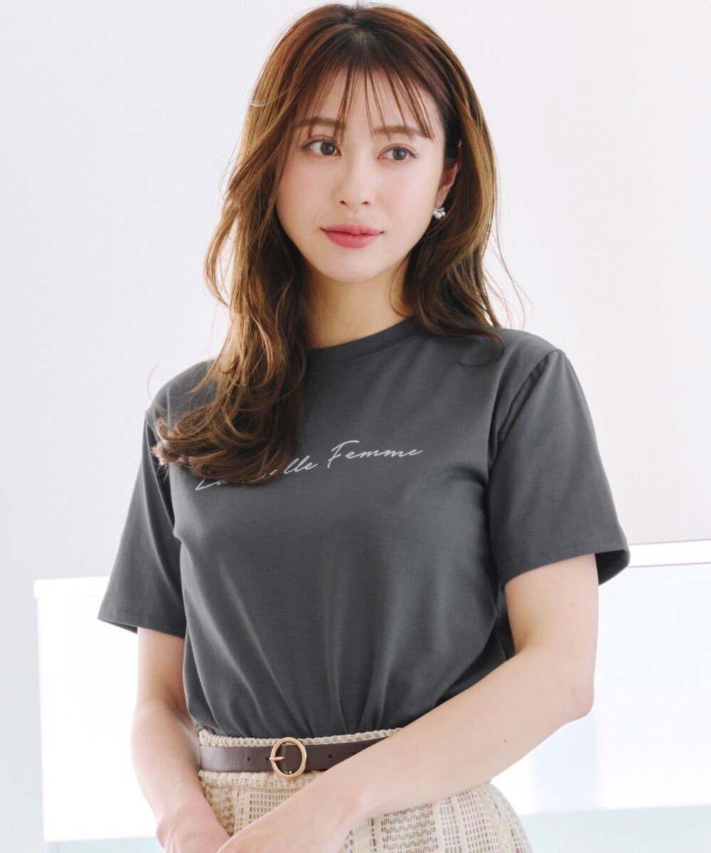 Tiaclasse 【洗える】シンプルロゴプリントTシャツ 