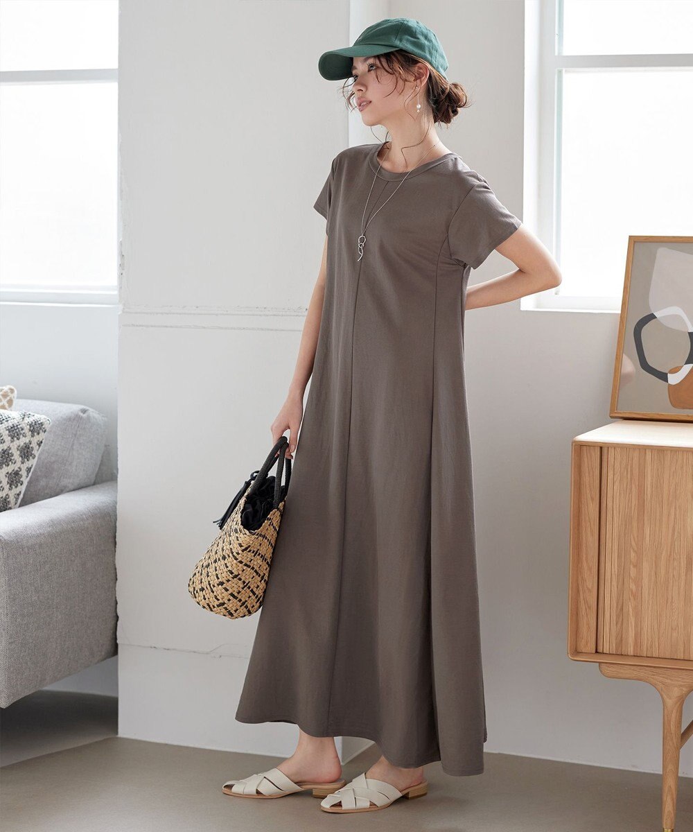 Tiaclasse 【接触冷感・洗える】イージーカットソーロングワンピース 