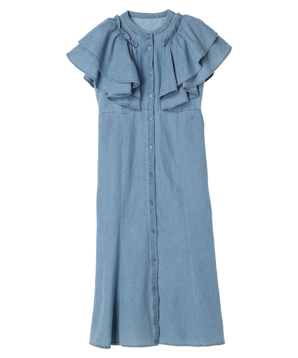 earth music&ecology ラッフル前開きデニムワンピース 