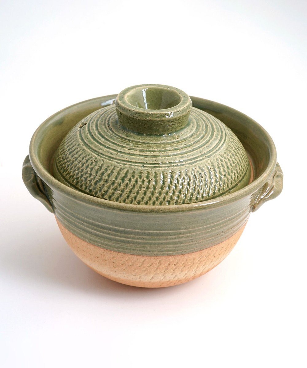 たち吉 【たち吉】伊賀飛びカンナごはん鍋（緑釉）〈１個〉伊賀焼 