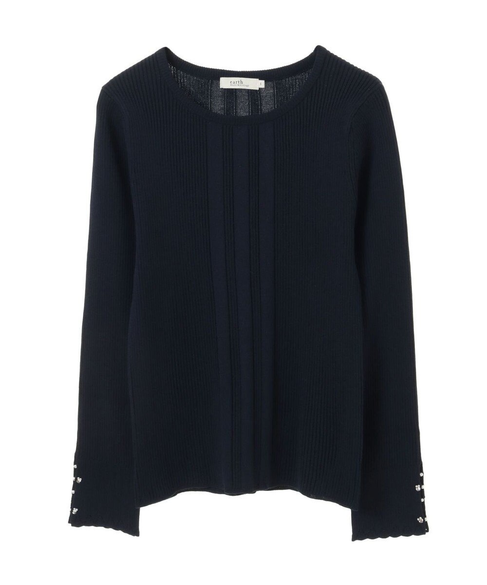 earth music&ecology パール＆ビジュースリーブプルオーバー 