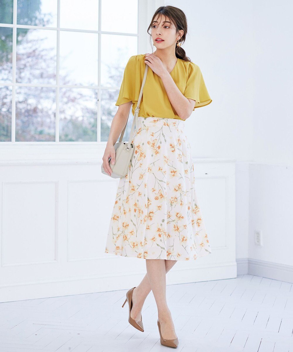 Tiaclasse 【洗える】シフォンフレアスリーブブラウス 