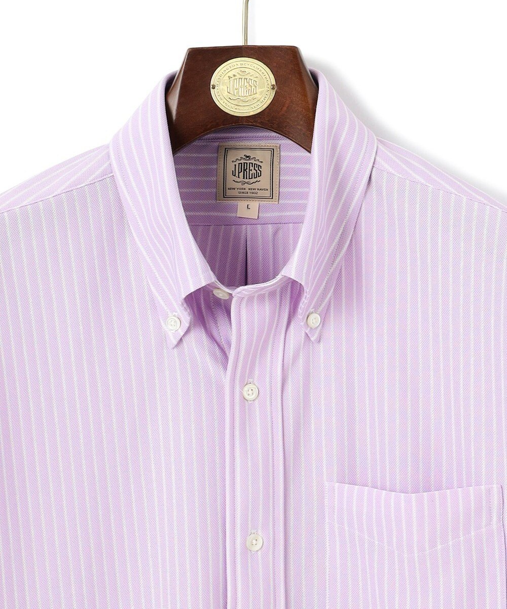 J.PRESS MEN 酷暑の清潔感もこれ一枚で【吸水速乾 / 抗菌防臭 / 防シワ】【J.PRESS OXFORD JERSEY】カノコインレイストライプ 半袖シャツ / B.D. 