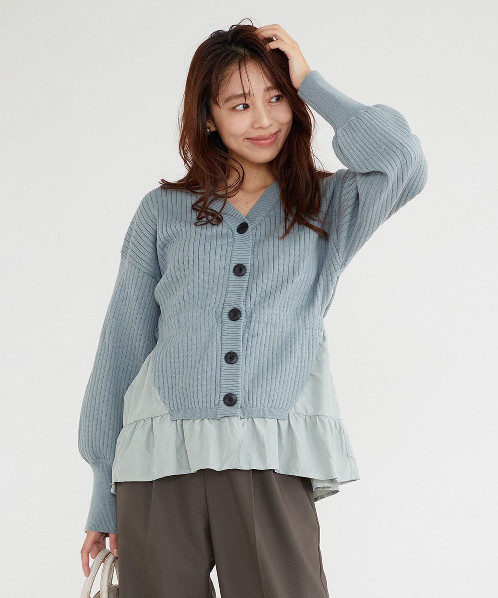 Feroux 【洗える】ペプラム カーディガン 