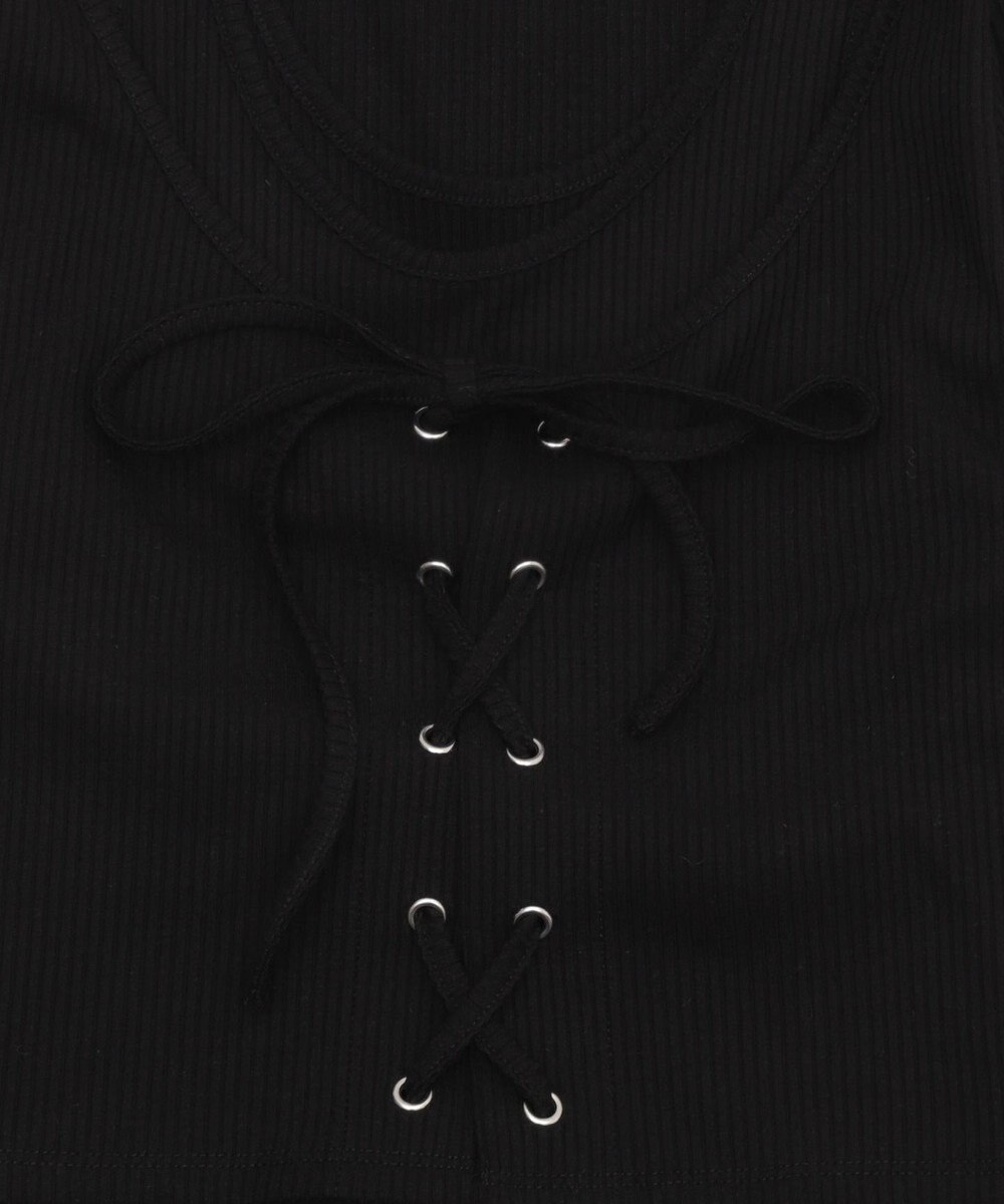 WEGO レイヤード風レースアップトップス 