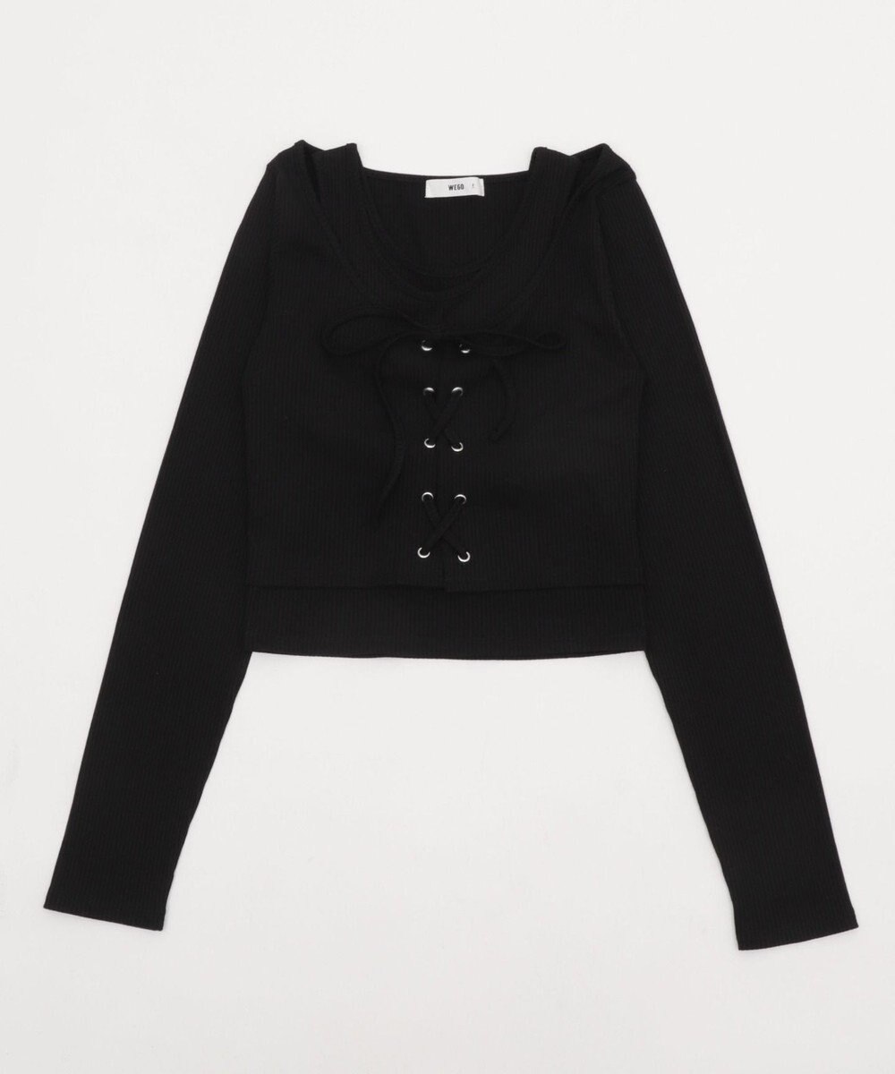 WEGO レイヤード風レースアップトップス 