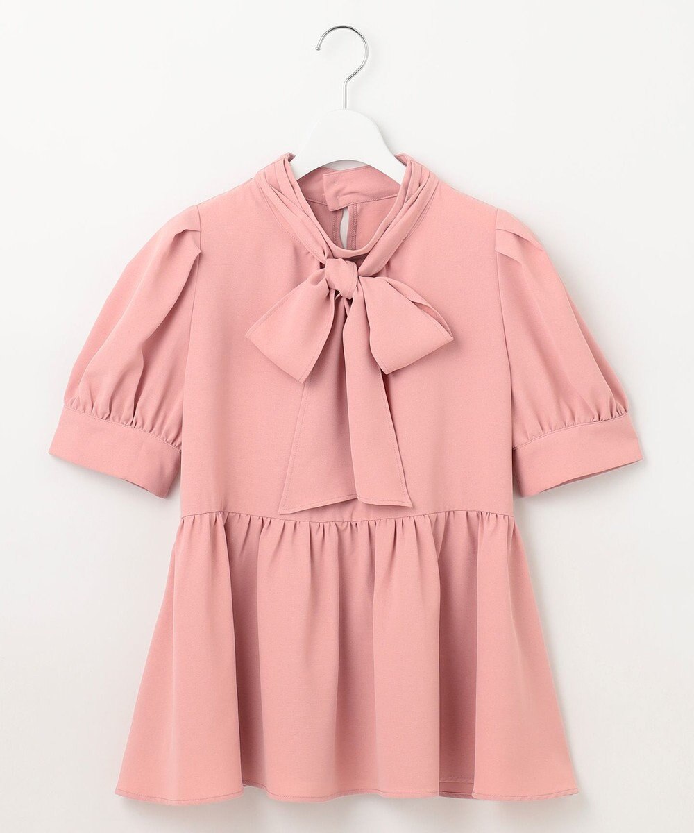 Feroux 【洗える】ペプラム ボウタイブラウス 