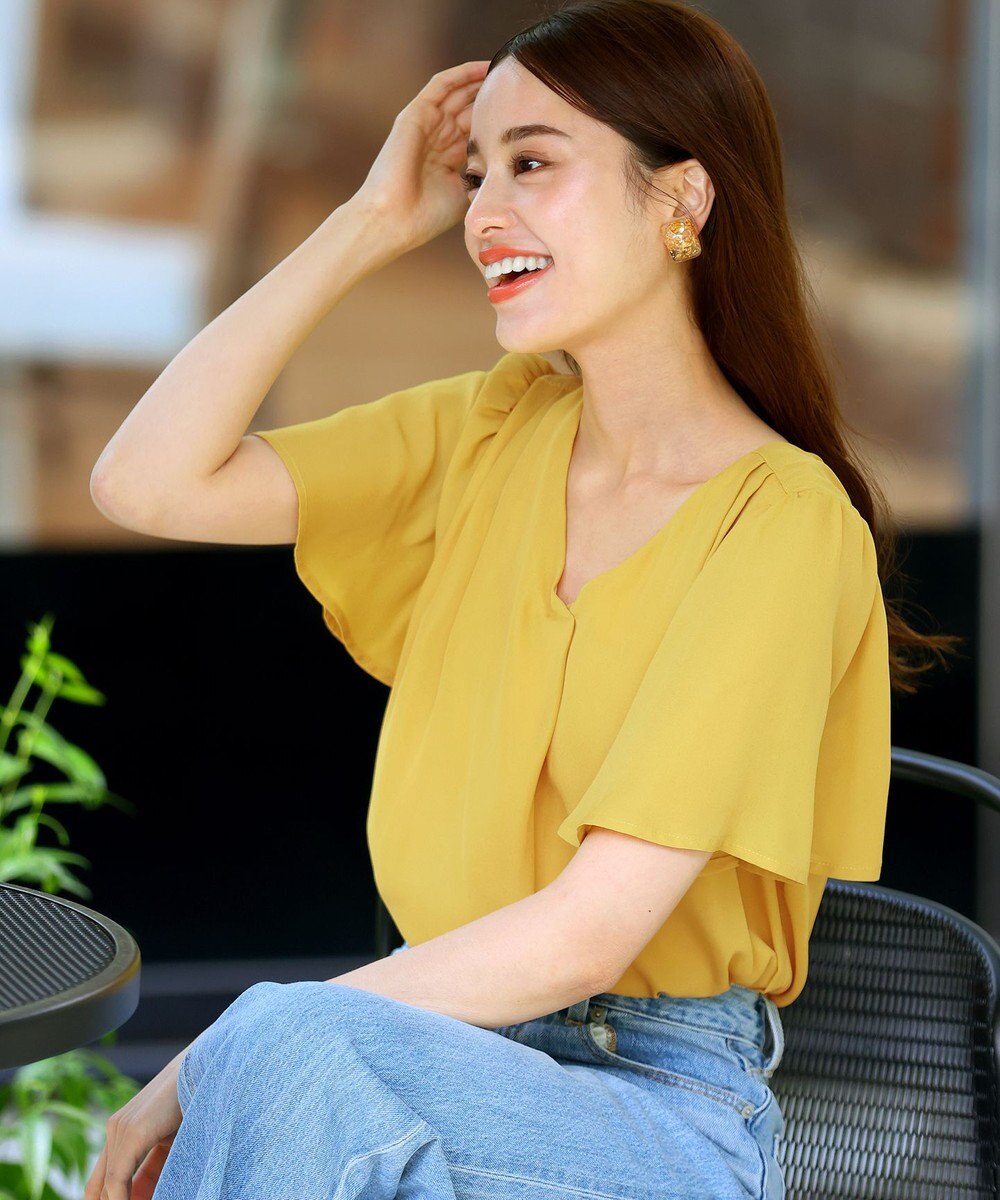 Tiaclasse 【洗える】シフォンフレアスリーブブラウス 