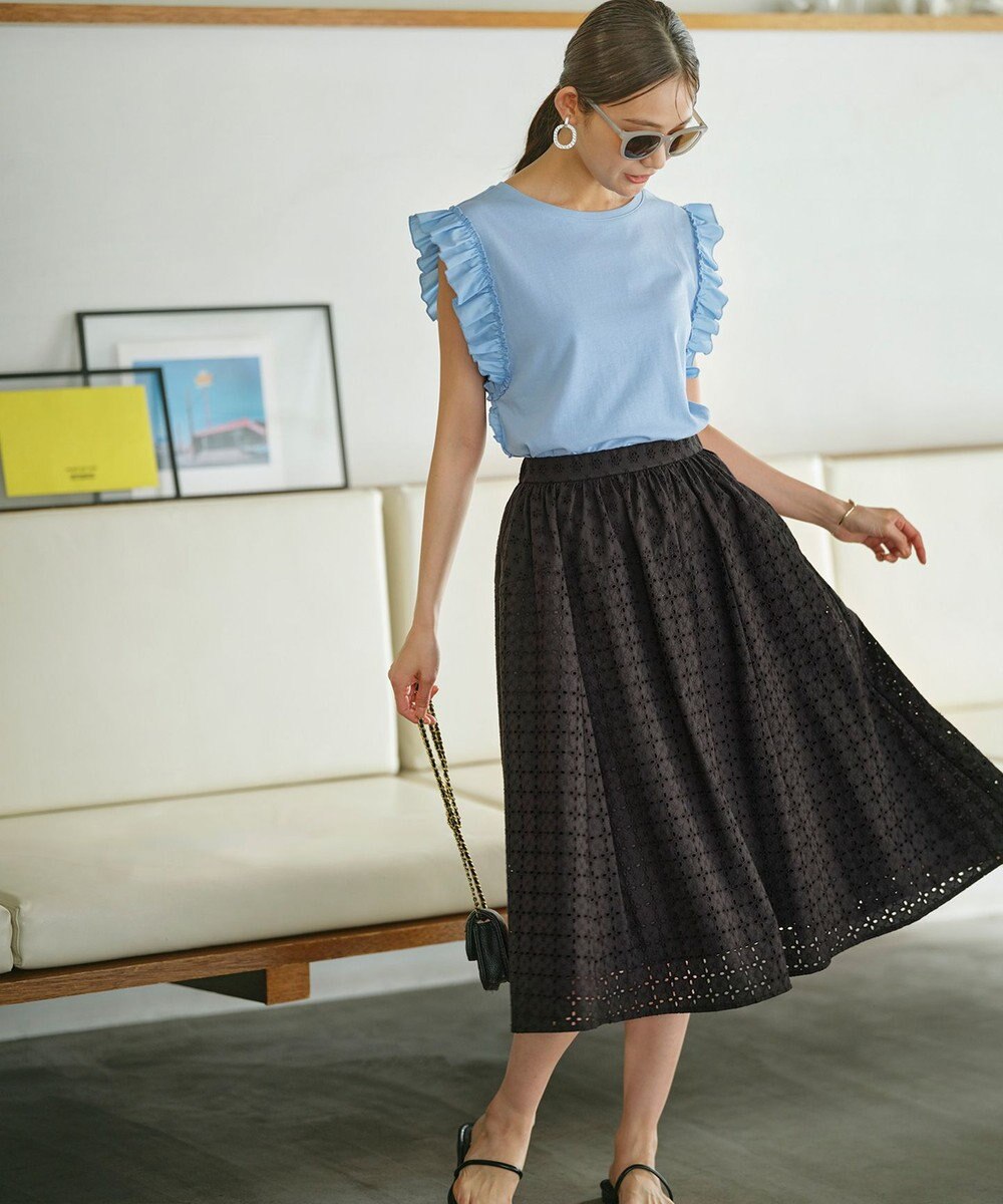 組曲 L Jazzy-Jersey フリル袖Ｔシャツ 