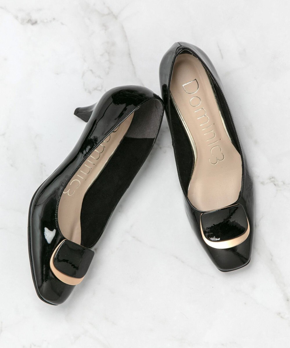 Dominic3 スクエアモチーフ レザーパンプス 