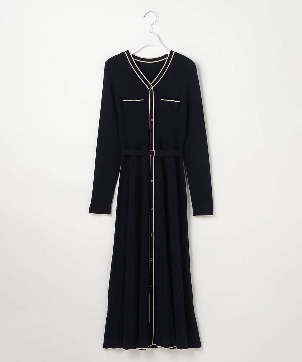 ANY SIS L バイカラーデザインニット ワンピース 