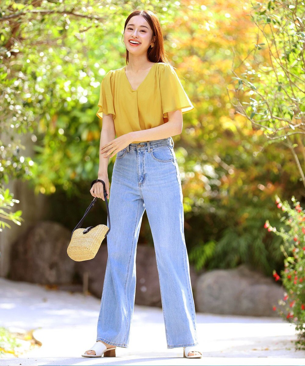 Tiaclasse 【洗える】シフォンフレアスリーブブラウス 