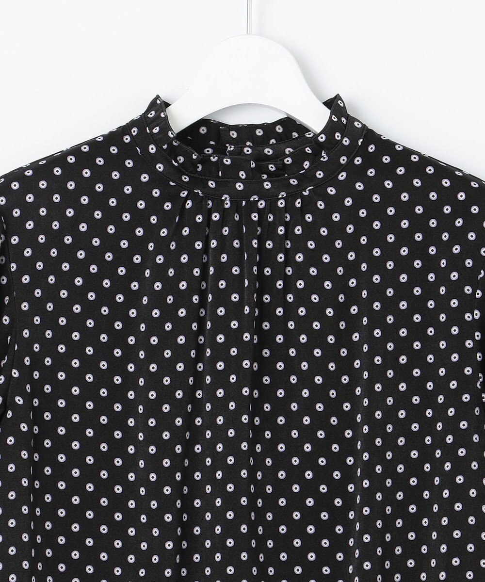 J.PRESS LADIES S 【洗える】ピーチサテン 幾何プリント ブラウス 